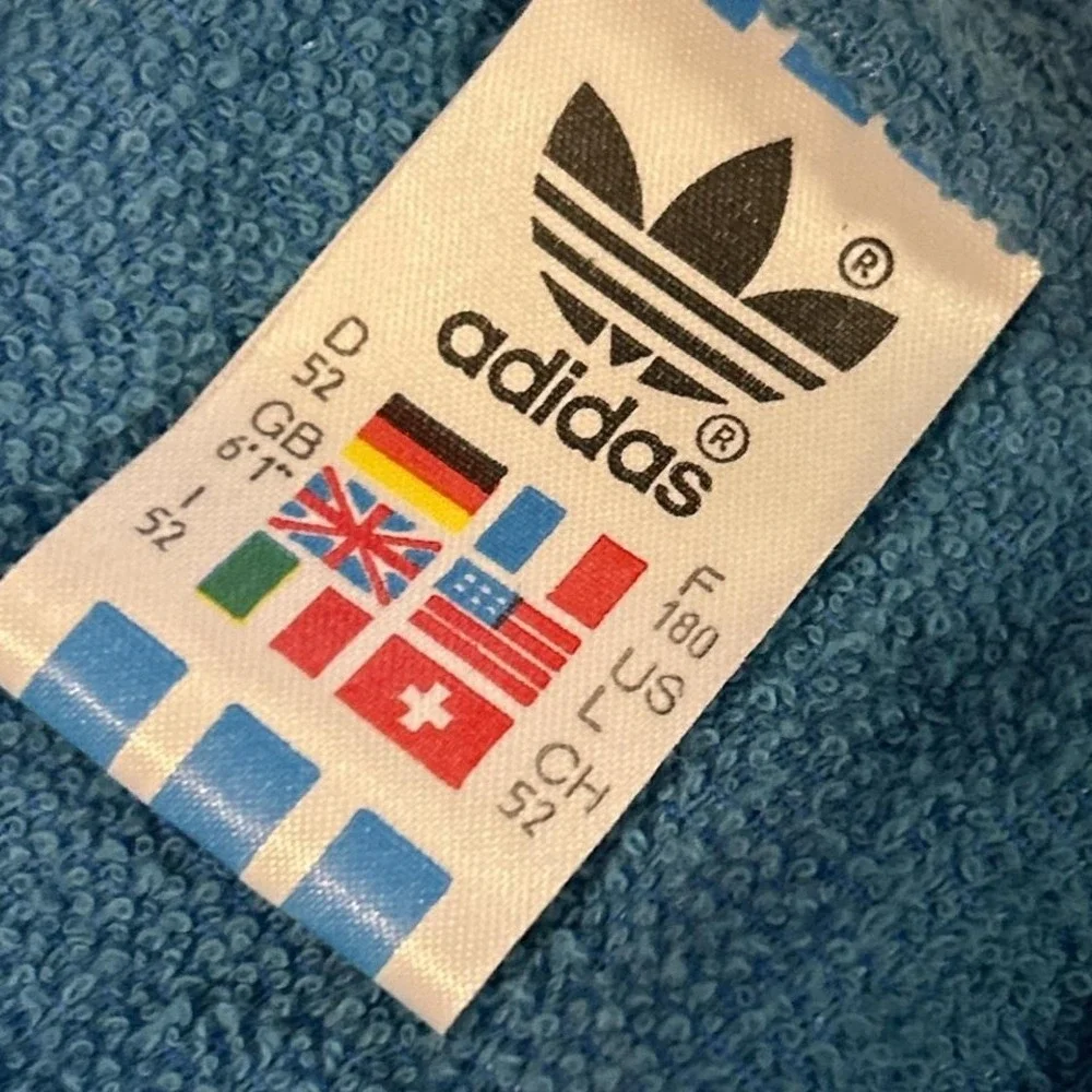 Vintage 80s Adidas Nylon‎ Blue Bomber Jacket Gilet With Removable Sleeves Size L